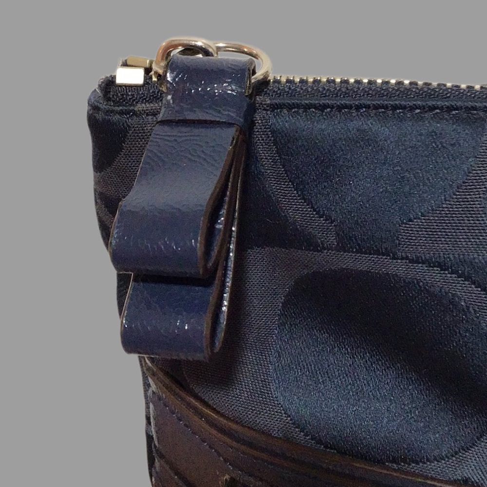 COACH Signature Coated Canvas Shoulder Bag,‎ Large, Dark Blue - Picture 9 of 16